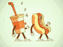 National Hot Dog Day Sandwich With Drink Walking GIF