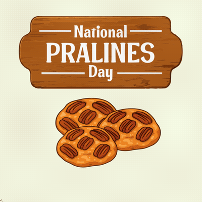 National Pralines Day Sign With Ants Around Cookies GIF