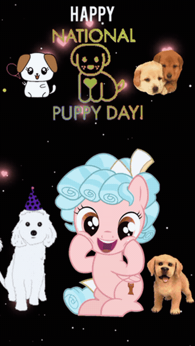 National Puppy Day Poster With Pink Pony GIF