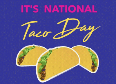 National Taco Day Poster With Three Tacos GIF