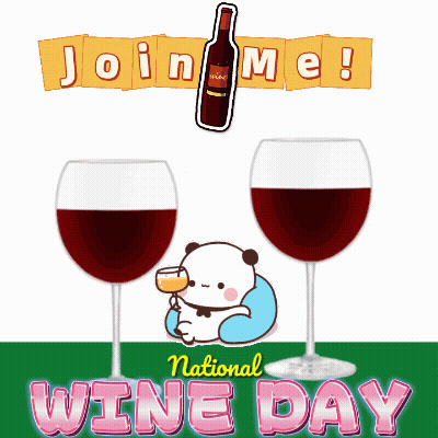 National Wine Day Poster With Two Glasses And Bottle GIF