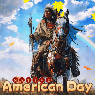 Native American Day Advertisement With Horse GIF