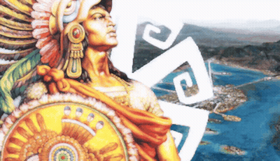 Native American With Shield And Feathered Headdress GIF