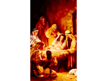 Nativity Scene With Jesus Sticker