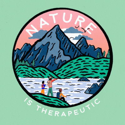 Nature Is Therapeutic Circle With Mountains GIF