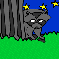 Naughty Raccoon Throwing Poop Animation GIF