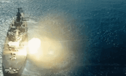 Navy Battleship Firing Cannons Intense War GIF