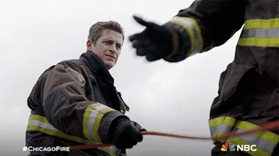 NBC Ad Chicago Fire Two Firefighters GIF