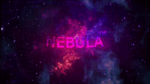 Nebula Tm Is Written In Pink On A Dark Background GIF