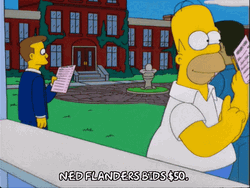 Ned Flanders Bids Big To Auctioneer GIF