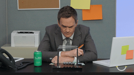 Neil Patrick Harris Staring At Newton Pendulum GIF