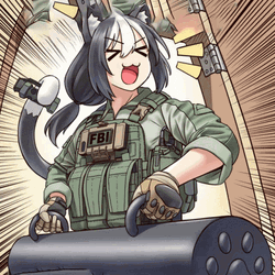 Neko Girl FBI Agent Banging Door GIF