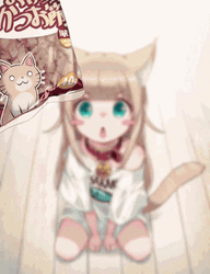 Neko Kinako Drooling On Cat Food GIF