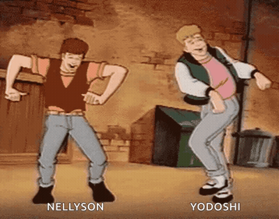 Nellyson And Yodoshi Are Dancing Together In This Cartoon GIF