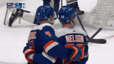 Nelson Hugging Another Hockey Player GIF