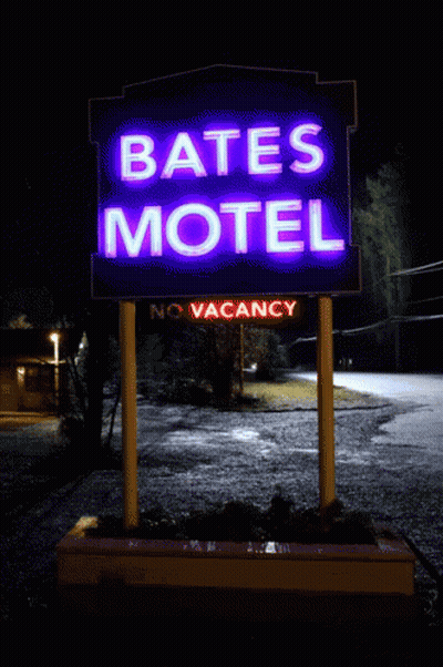 Neon Bates Motel Sign Says No Vacancy GIF