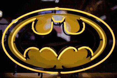 Neon Batman Logo Glowing Brightly GIF