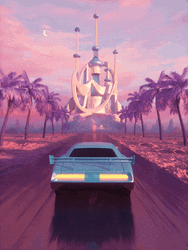 Neon Car Retro Fantasy Art GIF