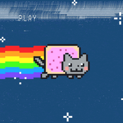 Neon Cat Creepy Transformation GIF