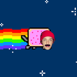 Neon Cat With A Man Face GIF