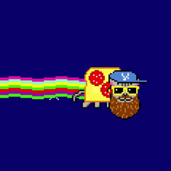 Neon Cat With Face Of Bearded Man GIF