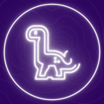 Neon Dinosaur In Purple Circle GIF