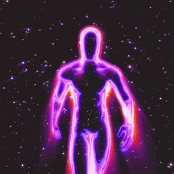 Neon Galaxy Walking Guy GIF