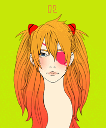 Neon Genesis Evangelion Asuka Langley Colorful Eyepatch GIF