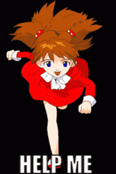 Neon Genesis Evangelion Asuka Running Help Me GIF