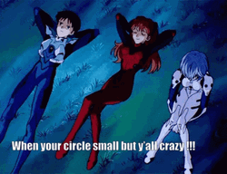 Neon Genesis Evangelion Shinji Asuka Rei Hanging Out GIF