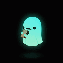 Neon Ghost Eating Sandwich GIF