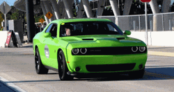 Neon Green 2015 Dodge Challenger SRT Hellcat GIF