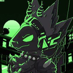 Neon Green Protogen With Horns GIF