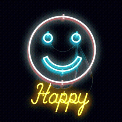Neon Happy Sign With Smiley Face GIF