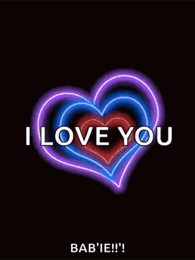 Neon Heart Saying I Love You Bab'ie GIF
