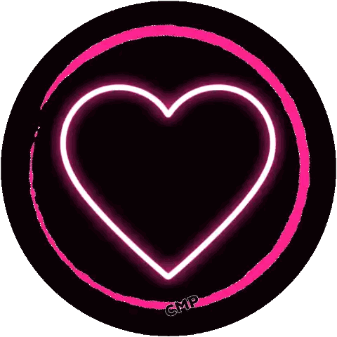 Neon Heart Surrounded By Pink Circle Sticker