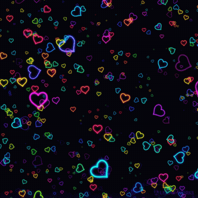 Neon Hearts With Word Lea On Black Background GIF