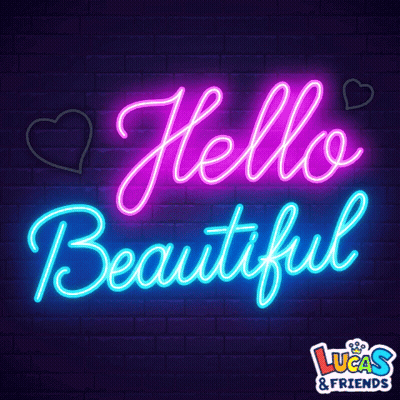 Neon Hello Beautiful Sign With Hearts GIF