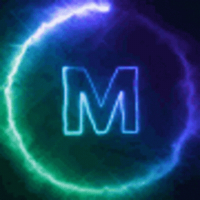 Neon Letter M In Glowing Circle GIF