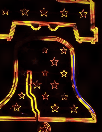 Neon Liberty Bell With Yellow Stars GIF