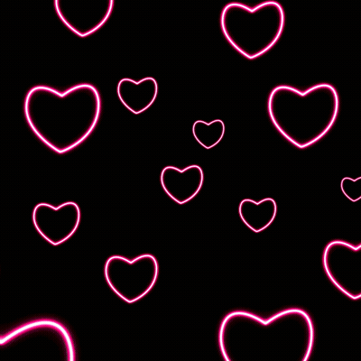 Neon Pink Heart Surrounded by Smaller Hearts