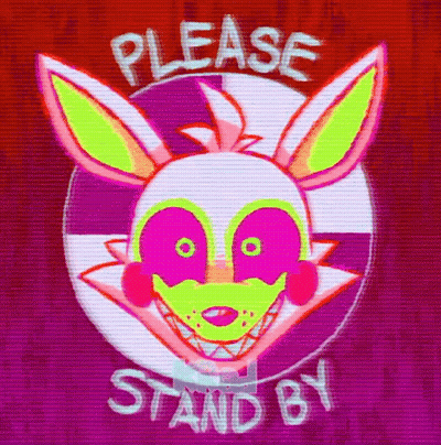 Neon Rabbit Saying Please Stand By GIF