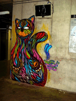 Neon Rainbow Cat Art GIF