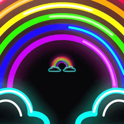 Neon Rainbow Zooming In Star GIF