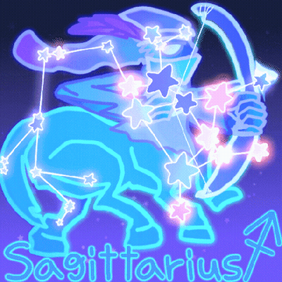 Neon Sagittarius Holding Bow And Arrows GIF