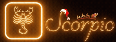 Neon Scorpio Sign With Santa GIF