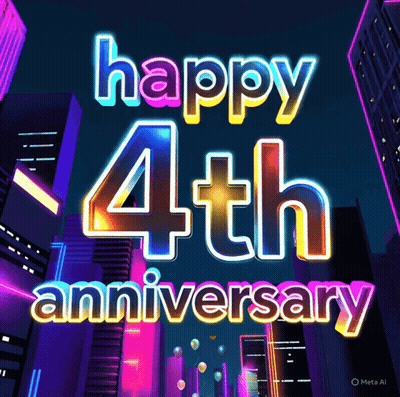 Neon Sign Happy 4Th Anniversary GIF