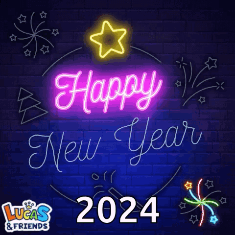 Neon Sign Happy New Year 2024 GIF