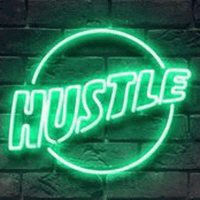 Neon Sign Hustle On Brick Wall GIF