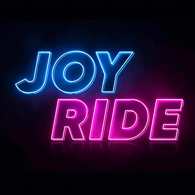 Neon Sign Joy Ride In Blue And Pink GIF